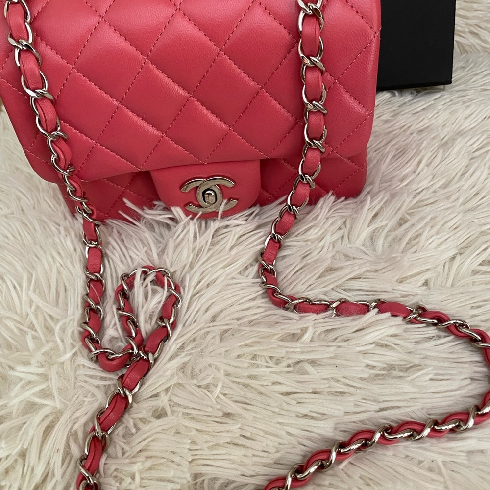 CHANEL pink lambskin square mini bag - Picture 7 of 16